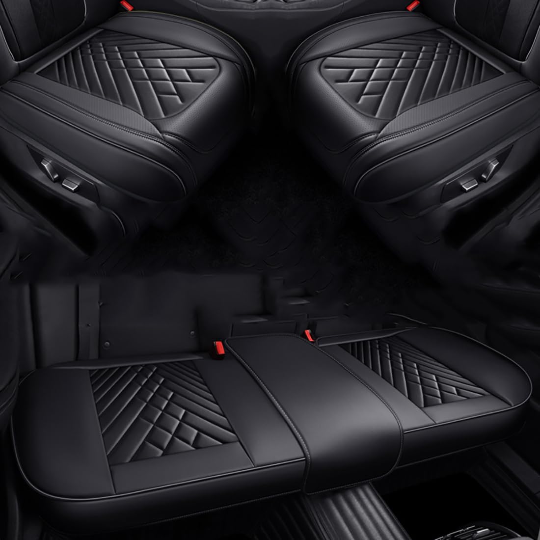 Zyfwzc Autositzbezug für Volvo XC90 MK2 2015-2022,rutschfestes Sitzpolster,Autositzschoner,Black-Black- Three-Piece Set von Zyfwzc