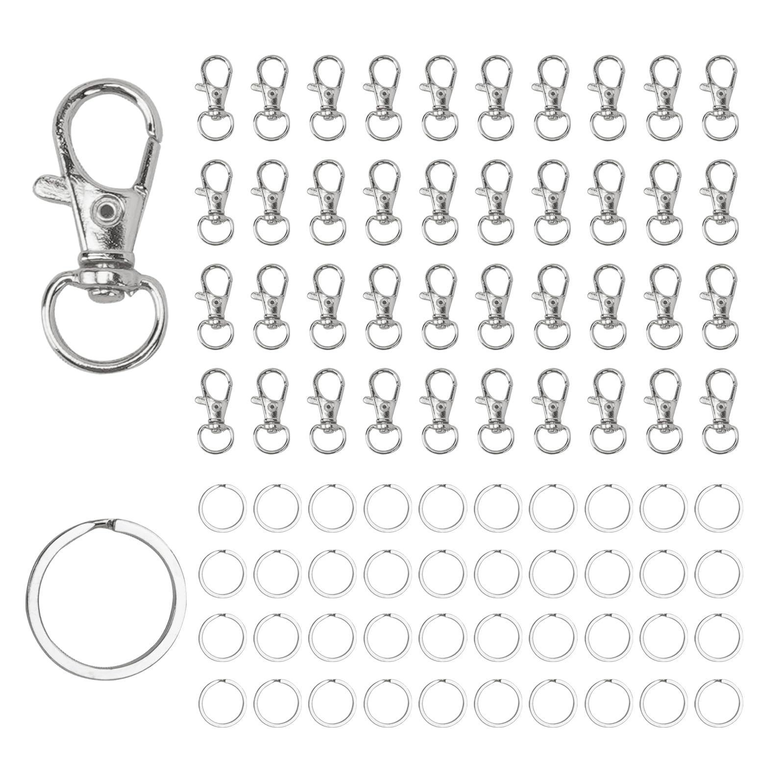 Zythrem 160 Stück 25mm Schlüsselringe Schnellverschluss Karabiner Schlüsselanhänger Schlüsselringe Edelstahl Geeignet für DIY-Schmuck Dekoration Haustier Verriegelung Clip Silber von Zythrem