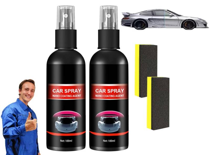 Zytuuob Autopolitur Karosserie Kratzer Entferner, Nuafix Nano Auto Spray, neuer Lackglanz Verbesserer, Autowachs Kratzerreparatur, Schnellreparatur Kratzerspray, Auto Polierset (2Pcs,100ml) von Zytuuob