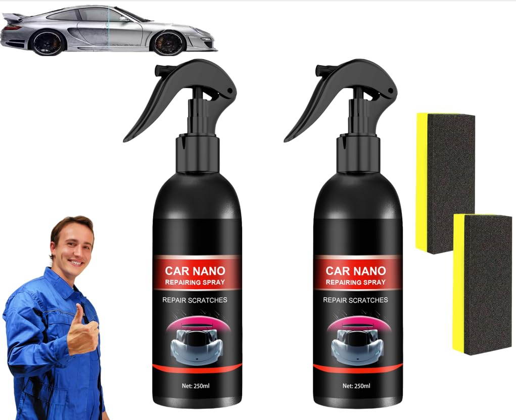 Zytuuob Autopolitur Karosserie Kratzer Entferner, Nuafix Nano Auto Spray, neuer Lackglanz Verbesserer, Autowachs Kratzerreparatur, Schnellreparatur Kratzerspray, Auto Polierset (2Pcs,250ml) von Zytuuob