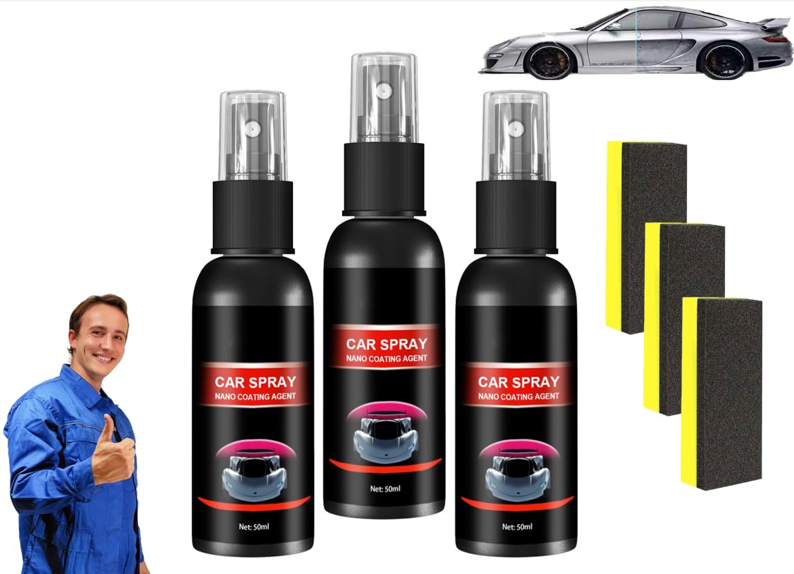 Zytuuob Autopolitur Karosserie Kratzer Entferner, Nuafix Nano Auto Spray, neuer Lackglanz Verbesserer, Autowachs Kratzerreparatur, Schnellreparatur Kratzerspray, Auto Polierset (3Pcs,50ml) von Zytuuob