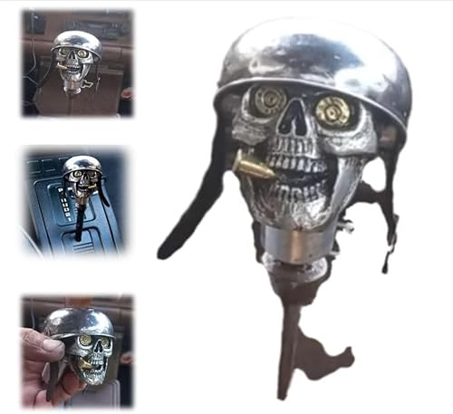 Zytuuob Totenkopf-Soldatengriff - handgefertigter Schaltknauf, Totenkopf-Schaltknauf, Auto-Hebelgriff, Skelett-Stil, passend für die meisten manuellen Automatikgetriebe (1PCS,A) von Zytuuob