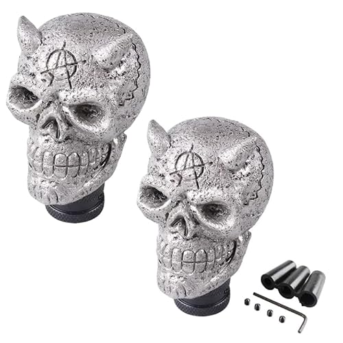 Zytuuob Totenkopf-Soldatengriff - handgefertigter Schaltknauf, Totenkopf-Schaltknauf, Auto-Hebelgriff, Skelett-Stil, passend für die meisten manuellen Automatikgetriebe (2PCS,B) von Zytuuob