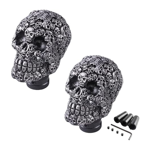 Zytuuob Totenkopf-Soldatengriff - handgefertigter Schaltknauf, Totenkopf-Schaltknauf, Auto-Hebelgriff, Skelett-Stil, passend für die meisten manuellen Automatikgetriebe (2PCS,D) von Zytuuob