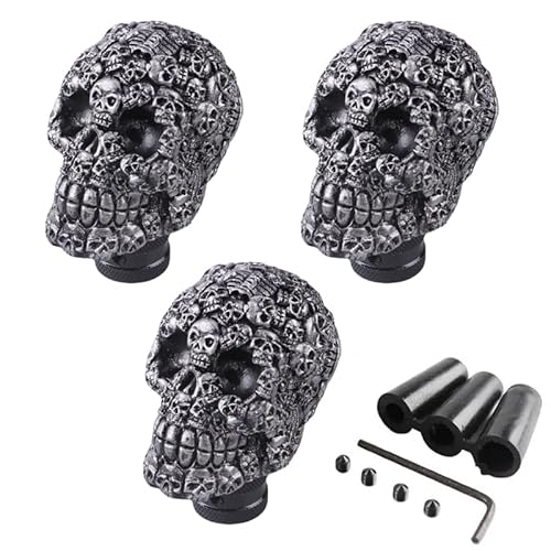 Zytuuob Totenkopf-Soldatengriff - handgefertigter Schaltknauf, Totenkopf-Schaltknauf, Auto-Hebelgriff, Skelett-Stil, passend für die meisten manuellen Automatikgetriebe (3PCS,D) von Zytuuob