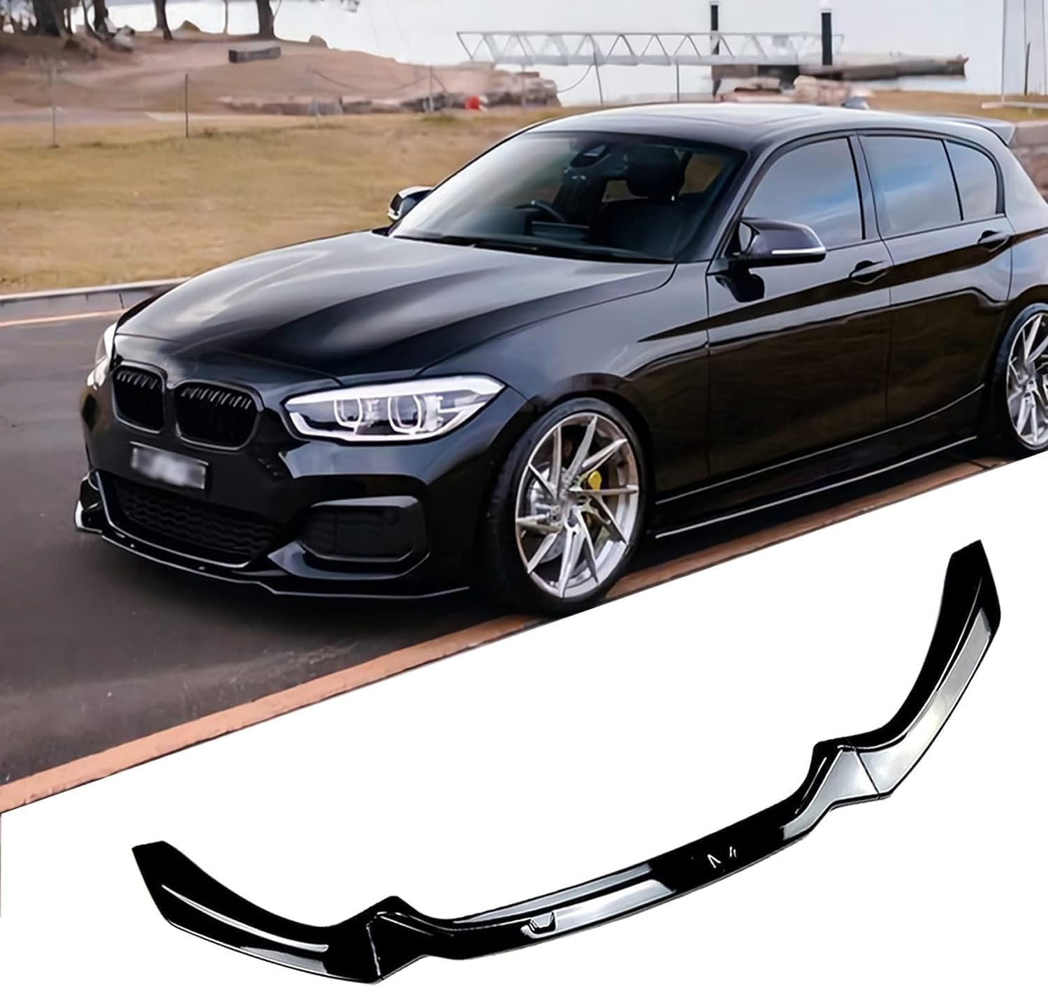 Für BMW Série 1 F20 F21 M-Pack M118i M120i M135i 2015-2019 Auto Frontspoiler,Frontlippe Stoßstange Spoiler, Bodykit, Diffusor Protector Guard,B-Black von ZzYyyJie