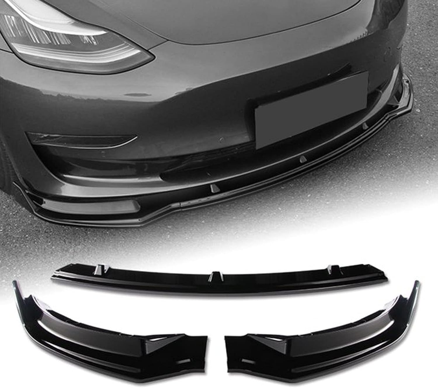 Für Tesla Model 3 2017-2023 Auto Frontspoiler,Frontlippe Stoßstange Spoiler, Bodykit, Diffusor Protector Guard,A-Black von ZzYyyJie