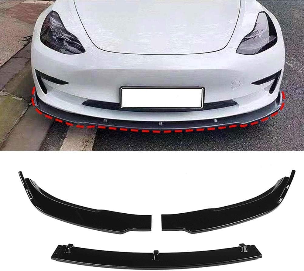 Für Tesla modèle 3 2016-2019 Auto Frontspoiler,Frontlippe Stoßstange Spoiler, Bodykit, Diffusor Protector Guard,A-Black von ZzYyyJie