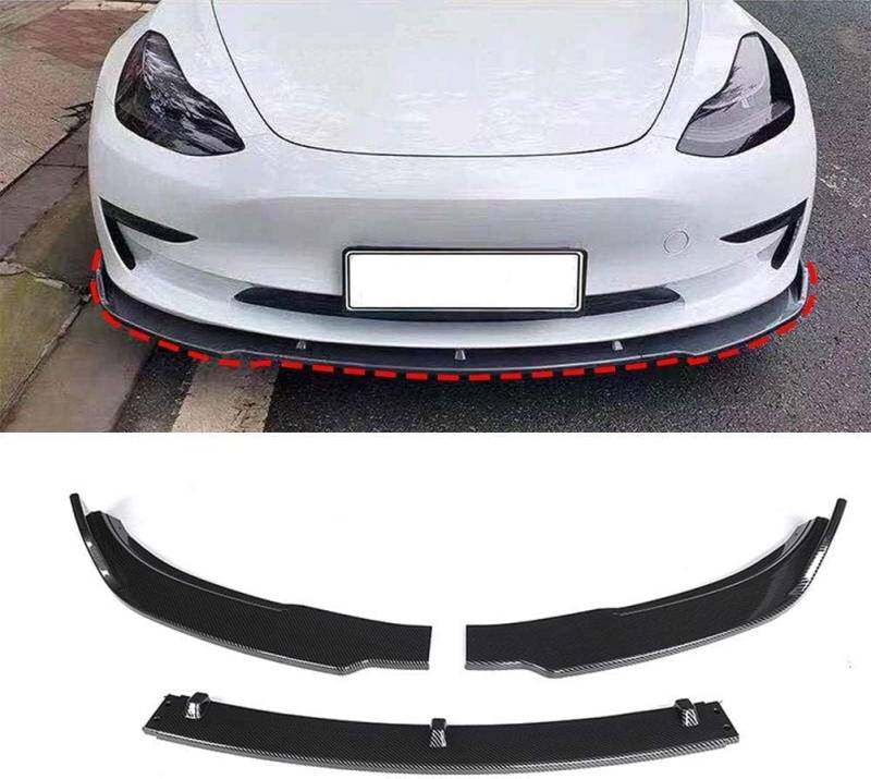 Für Tesla modèle 3 2016-2019 Auto Frontspoiler,Frontlippe Stoßstange Spoiler, Bodykit, Diffusor Protector Guard,B-Carbon Fiber von ZzYyyJie