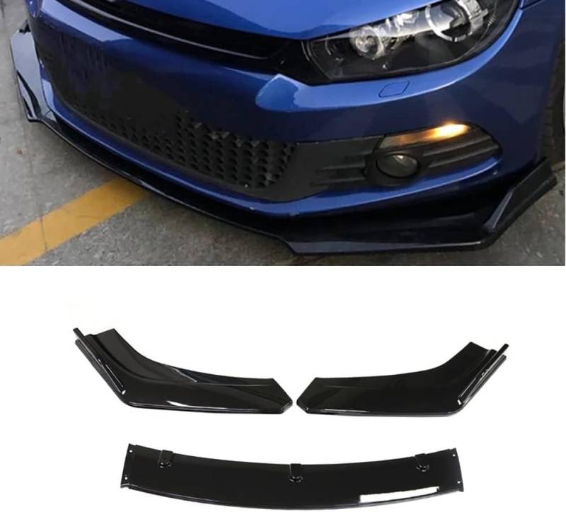 Für VW Scirocco R 2009-2012 2013 2014 2015 Auto Frontspoiler,Frontlippe Stoßstange Spoiler, Bodykit, Diffusor Protector Guard,B-Black von ZzYyyJie