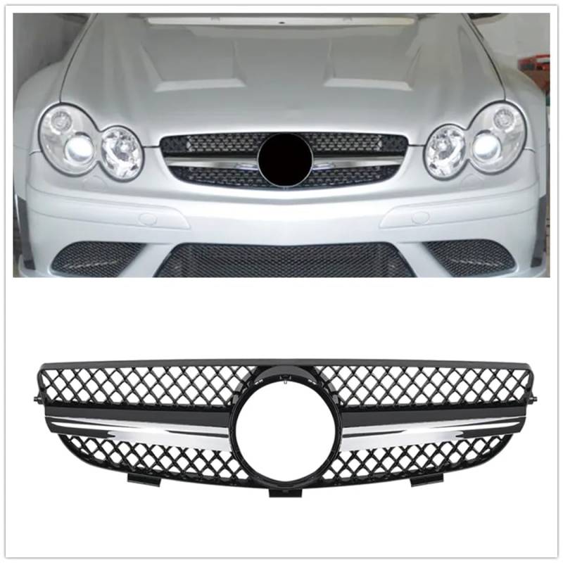 für Mercedes Benz CLK Class W209 CLK63 2003-2009 Autokühler-Frontgrill,Frontstoßstange,Racing-Kühlergrill,Modifikationszubehör,Frontgrill von ZzYyyJie