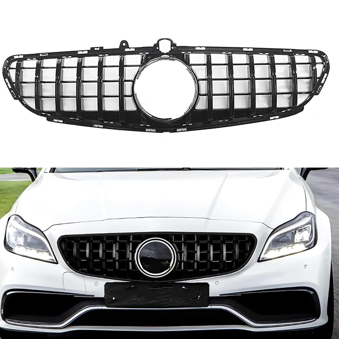 für Mercedes Benz CLS 63 AMG W218 2015-2017 Autokühler-Frontgrill,Frontstoßstange,Racing-Kühlergrill,Modifikationszubehör,Frontgrill von ZzYyyJie