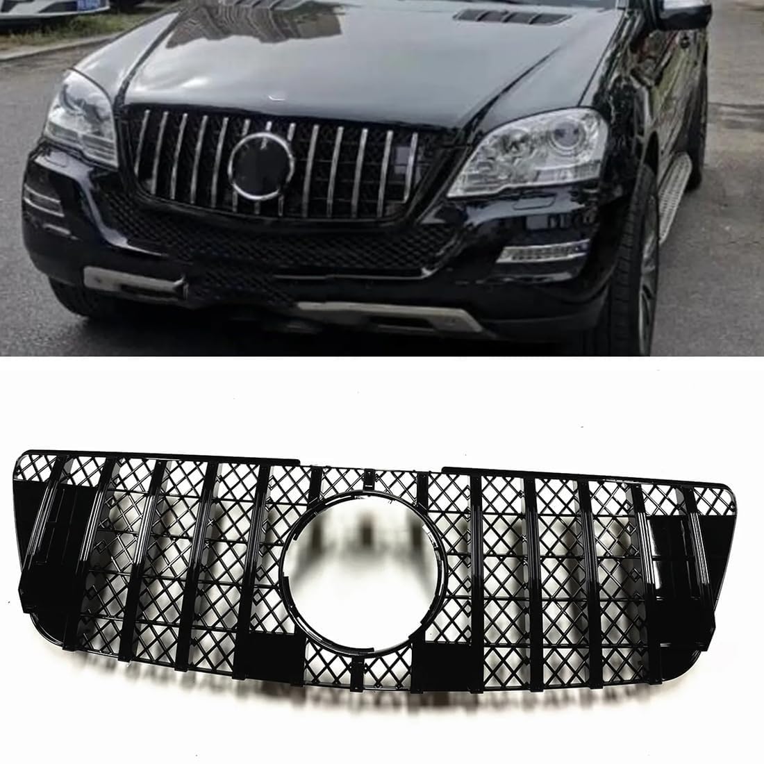 für Mercedes Benz ML Class W164 2009-2011 Autokühler-Frontgrill,Frontstoßstange,Racing-Kühlergrill,Modifikationszubehör,Frontgrill von ZzYyyJie