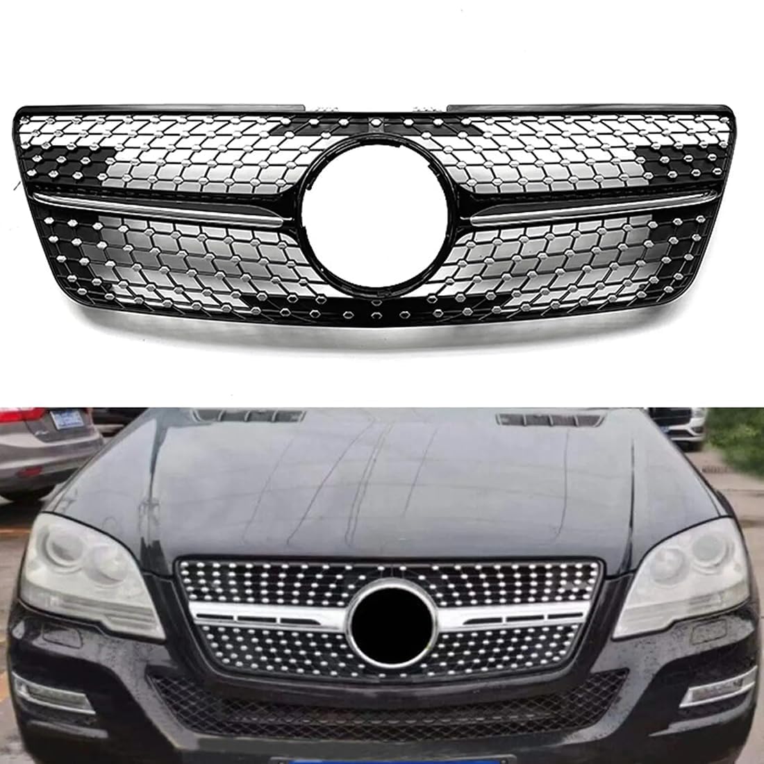 für Mercedes Benz ML Class W164 2009-2012 Autokühler-Frontgrill,Frontstoßstange,Racing-Kühlergrill,Modifikationszubehör,Frontgrill von ZzYyyJie