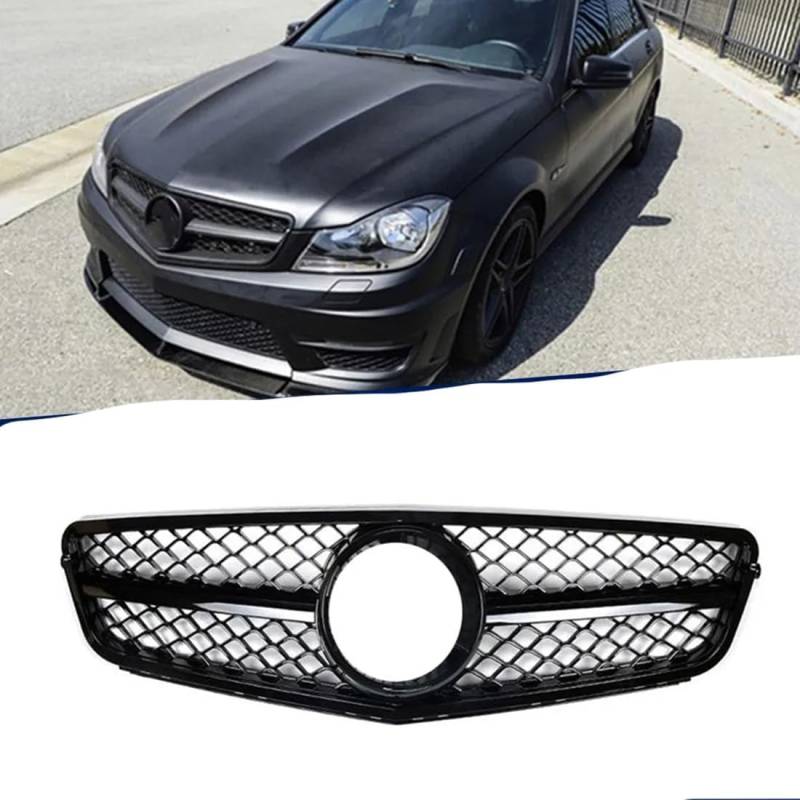 für Mercedes Benz W204 C Class 2008-2014 Autokühler-Frontgrill,Frontstoßstange,Racing-Kühlergrill,Modifikationszubehör,Frontgrill von ZzYyyJie