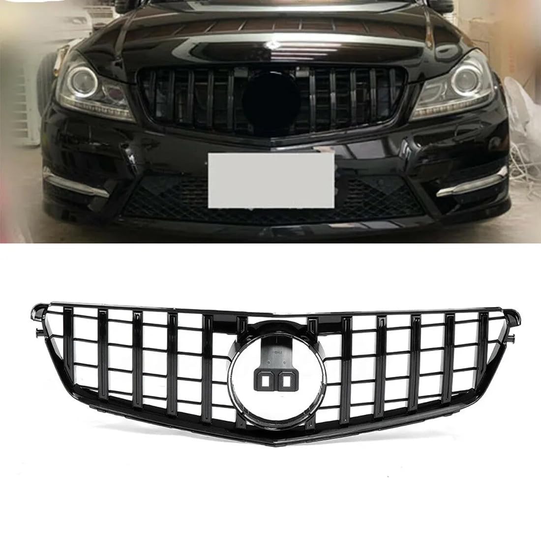 für Mercedes Benz W204 C180 C200 GT 2008-2014 Autokühler-Frontgrill,Frontstoßstange,Racing-Kühlergrill,Modifikationszubehör,Frontgrill von ZzYyyJie