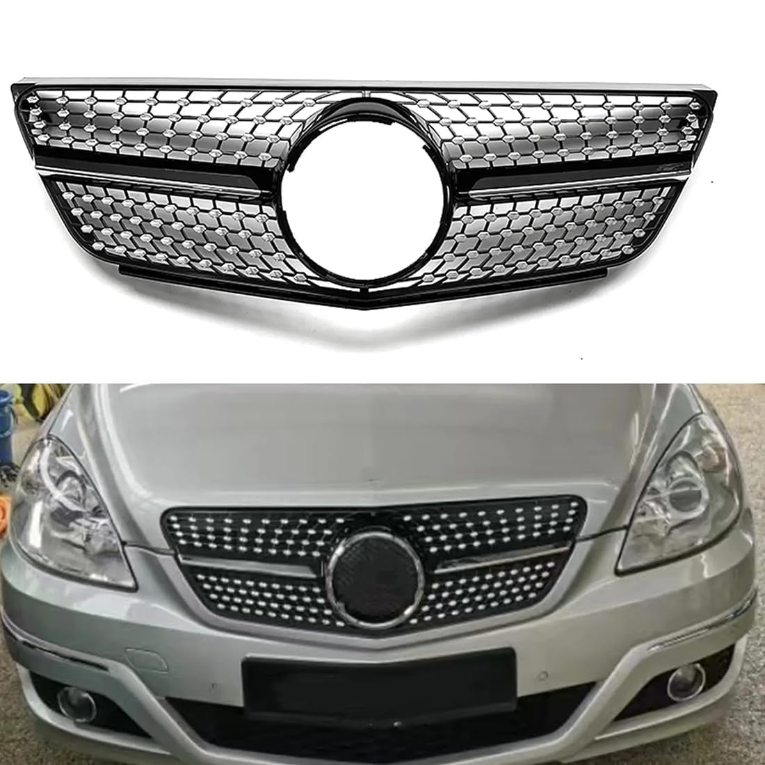 für Mercedes Benz W245 B Class 2008-2011 Autokühler-Frontgrill,Frontstoßstange,Racing-Kühlergrill,Modifikationszubehör,Frontgrill von ZzYyyJie