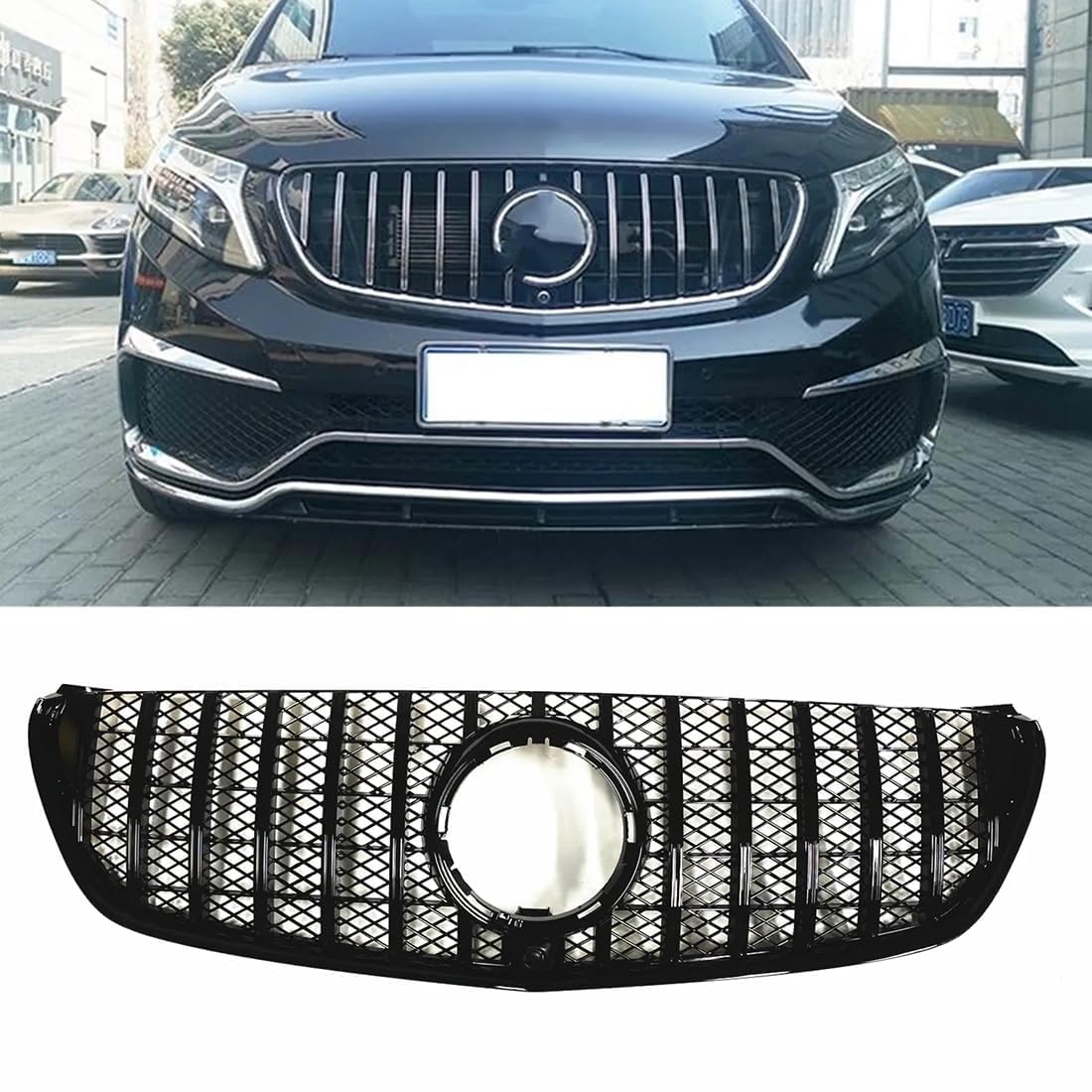 für Mercedes Benz W447 V CLASS 2016-2021 Autokühler-Frontgrill,Frontstoßstange,Racing-Kühlergrill,Modifikationszubehör,Frontgrill von ZzYyyJie