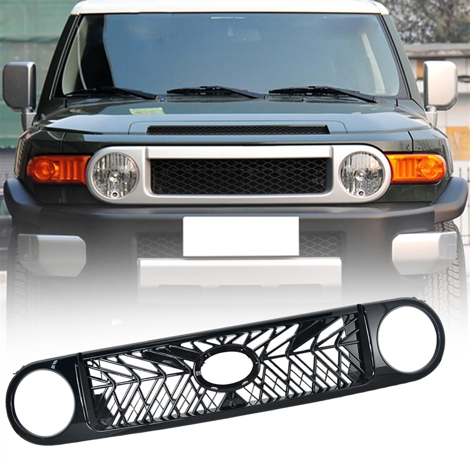 für Toyota FJ Cruiser 2007-2012 2013-2020 Autokühler-Frontgrill,Frontstoßstange,Racing-Kühlergrill,Modifikationszubehör,Frontgrill von ZzYyyJie