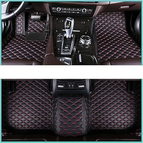 Auto FußMatten für Toyota Land Cruiser 5seats 2010-2015, Leder Vollabdeckung Autoteppich Wasserdichtes rutschfeste Allwettermatte Innere ZubehöR,D-Black Red von Zzbyz