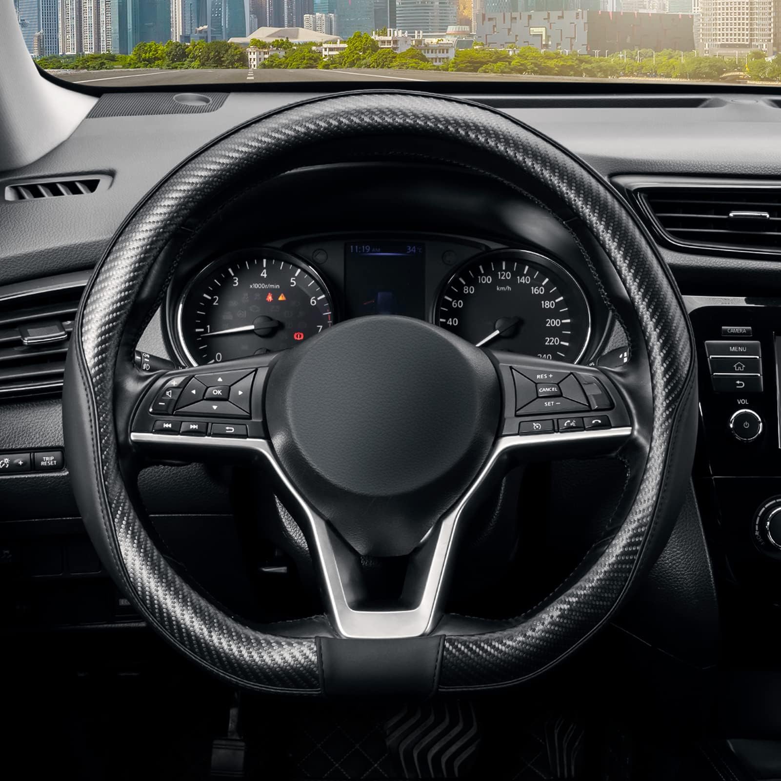Lenkradabdeckung für Toyota GT86 I 2012-2019, Lenkradbezug Leder 37-38cm,Atmungsaktiv Auto Lenkrad Schutzhülle,Mode Anti-Rutsch-Leder Auto Innenraum,Black-D-type von aGGHJK