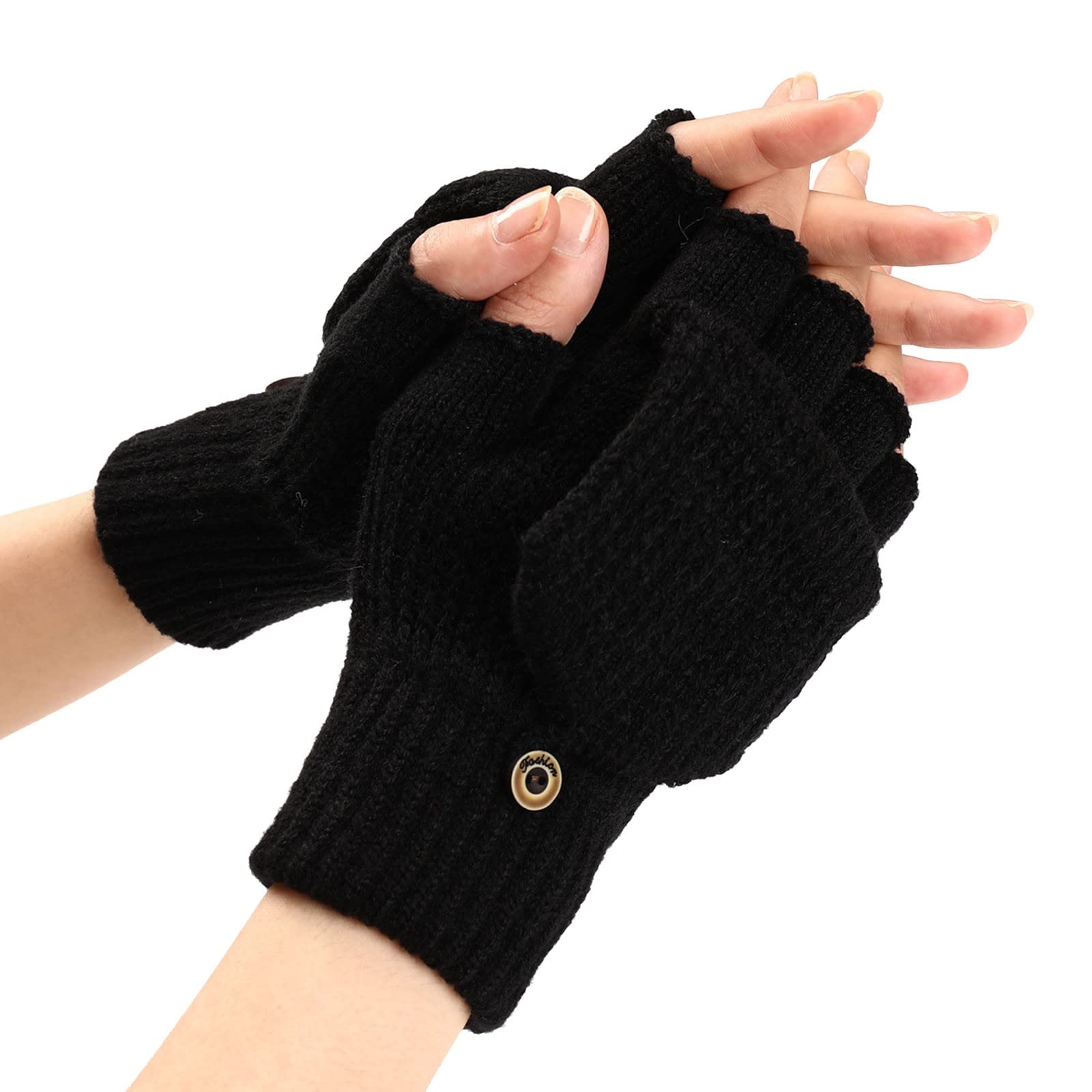 aaSccex Knitted Gloves Thickened and Velvet Screen Cycling Cold Proof Plush Couple's Warm Woolen Gloves Hochzeit Schmuck Braut (Black-3, One Size) von aaSccex