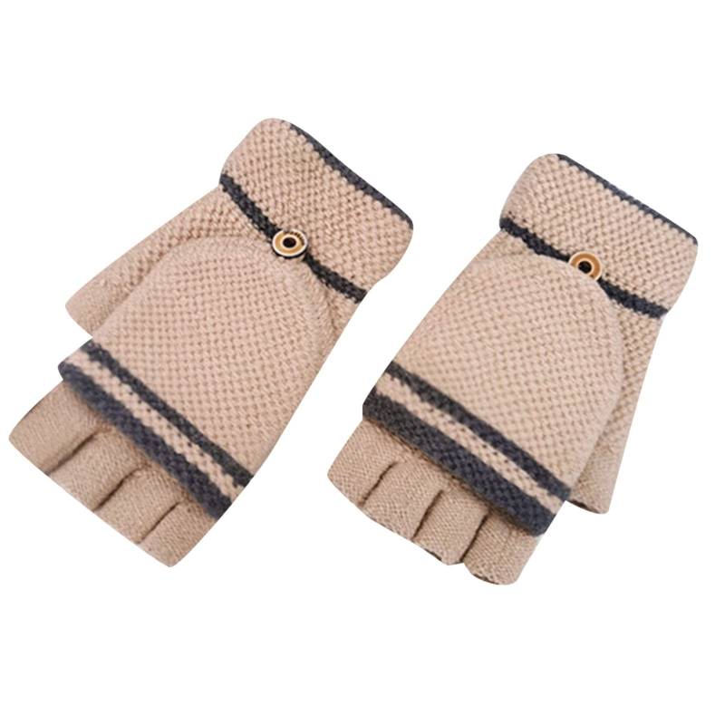 aaSccex Knitted Gloves Thickened and Velvet Screen Cycling Cold Proof Plush Couple's Warm Woolen Gloves Hochzeit Schmuck Braut (Khaki-1, One Size) von aaSccex