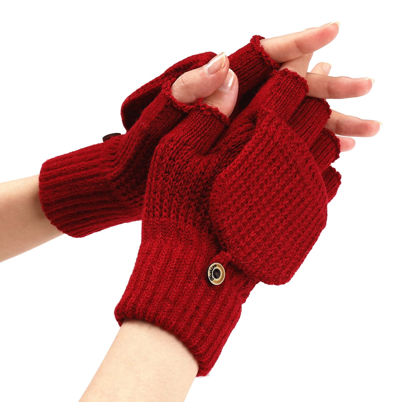 aaSccex Knitted Gloves Thickened and Velvet Screen Cycling Cold Proof Plush Couple's Warm Woolen Gloves Hochzeit Schmuck Braut (Red-3, One Size) von aaSccex