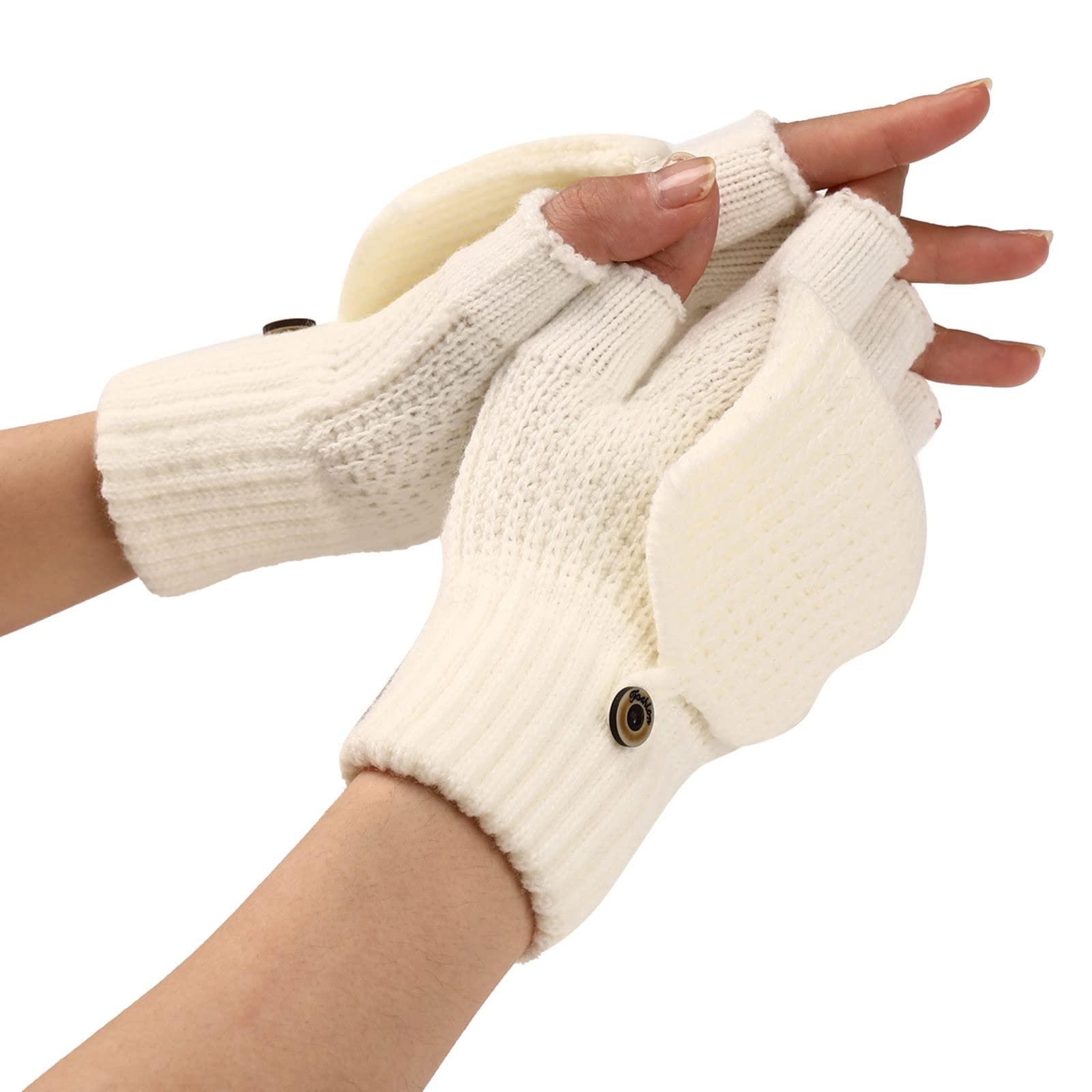 aaSccex Knitted Gloves Thickened and Velvet Screen Cycling Cold Proof Plush Couple's Warm Woolen Gloves Hochzeit Schmuck Braut (White-3, One Size) von aaSccex