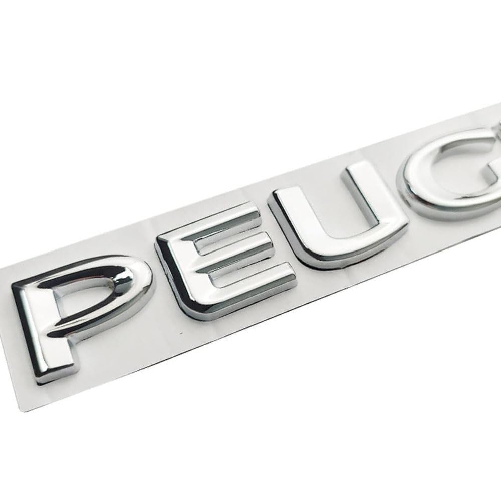 Logo Auto Emblem für Peugeot 107 206 207 208 308 307 407 508 2008 3008, Abzeichen Logo Buchstaben Wort Emblem Aufkleber, Zeichen Emblem Logo Abzeichen Sticker Abziehbilder,A Silver von abrupt