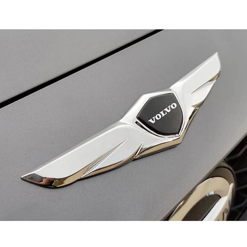 Logo Auto Emblem für Volvo XC60 S60 S90 XC40 V60 V90, Abzeichen Logo Buchstaben Wort Emblem Aufkleber, Zeichen Emblem Logo Abzeichen Sticker Abziehbilder,B Silver von abrupt