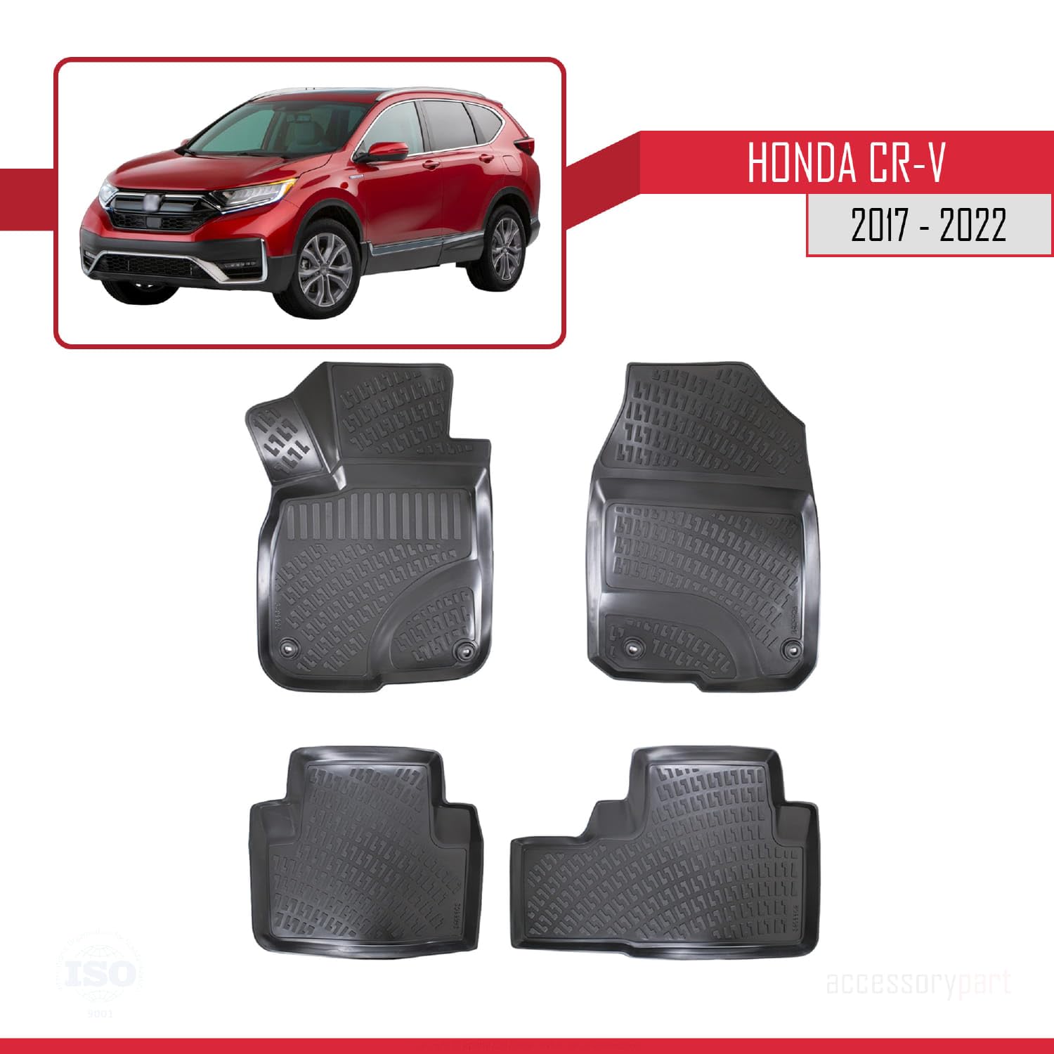 accessorypart Kompatibel mit Honda CR-V 5 2017-2022 4D Gummimatten Schwarz von accessorypart