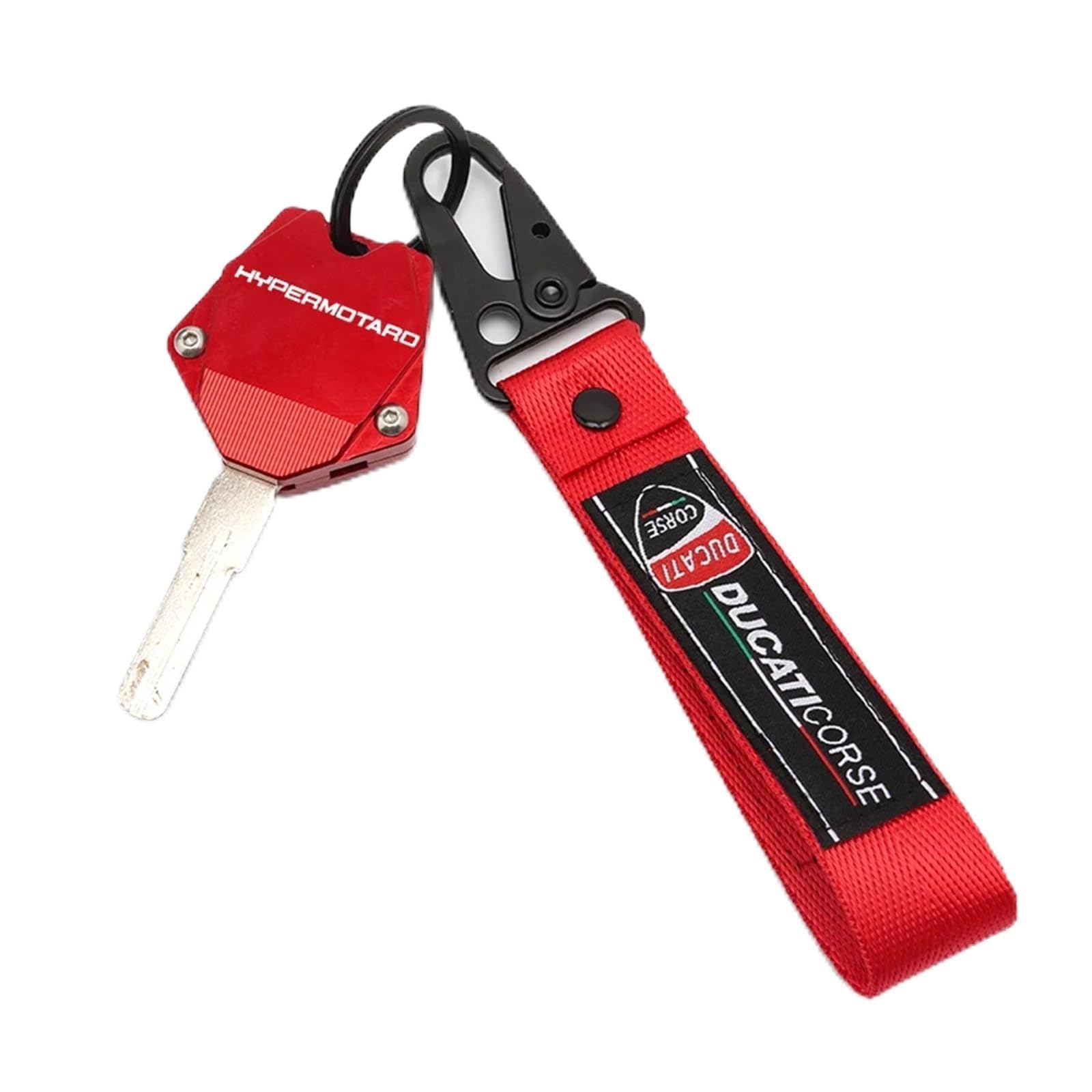 Schlüsselgehäuse für Motorräder Für DUCATI Hypermotard 950 2007-2021 2020 Motorrad Hochwertiges Zubehör CNC-Schlüsselanhänger + Schlüsselhüllen-Anzug(1 set Red-A) von acgfifj