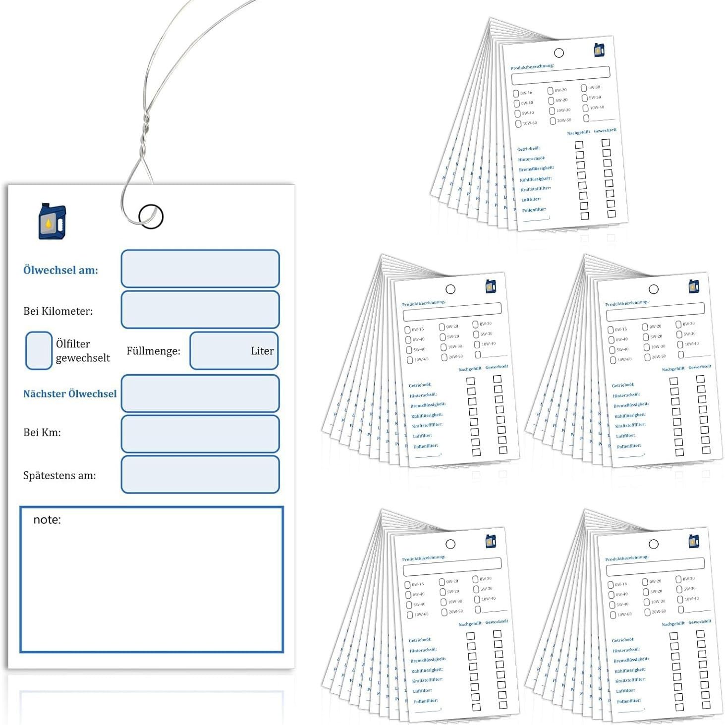 agctrler Ölwechsel Anhänger Öl Schilder mit draht Ölwechselzettel Öl anhänger Öl Service Anhänger Ölwechsel Schilder Inspektion Etikett (10x6cm) (100) von agctrler