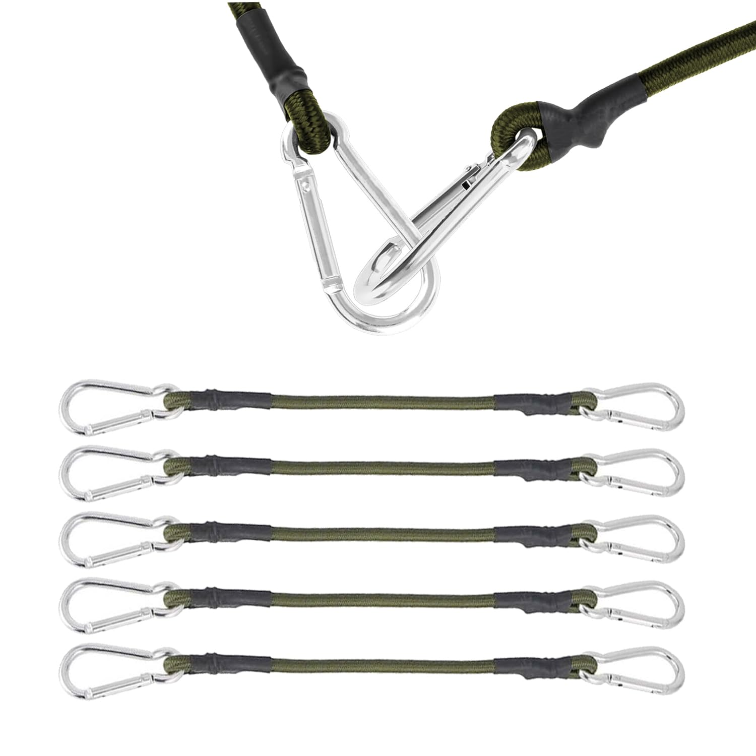 5 Stück Spanngummi mit Karabiner, 30 cm Spanngurte, Expander, Gummispanner, für Sonnensegel, Tarps, Camping, Gepäck Schwarz von aghoer