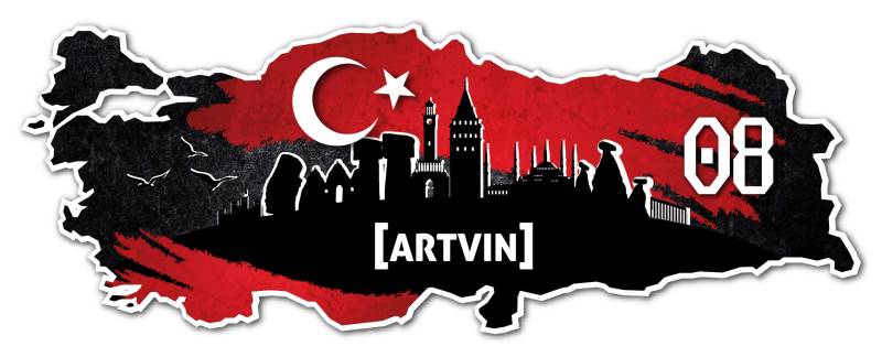 Aufkleber Sticker Türkei 08 Artvin Motiv Fahne für Auto Motorrad Laptop Fahrrad von aina