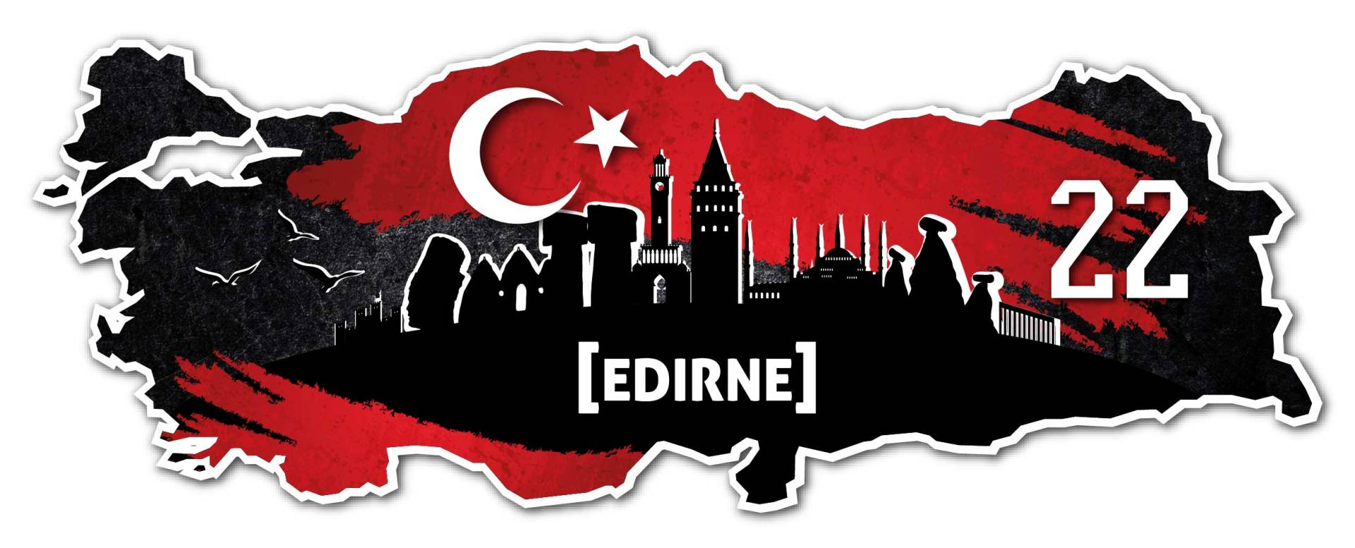 Aufkleber Sticker Türkei 22 Edirne Motiv Fahne für Auto Motorrad Laptop Fahrrad von aina