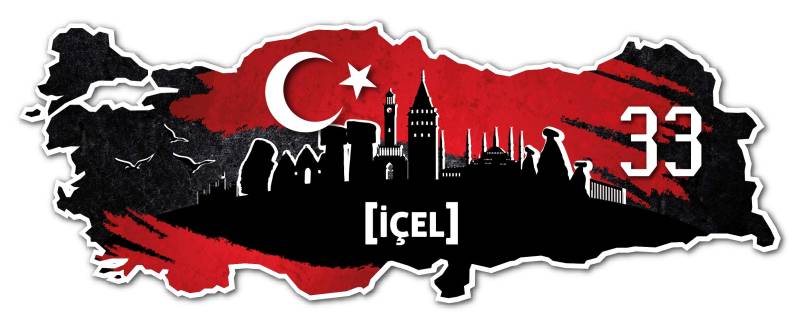 Aufkleber Sticker Türkei 33 Icel Motiv Fahne für Auto Motorrad Laptop Fahrrad von aina