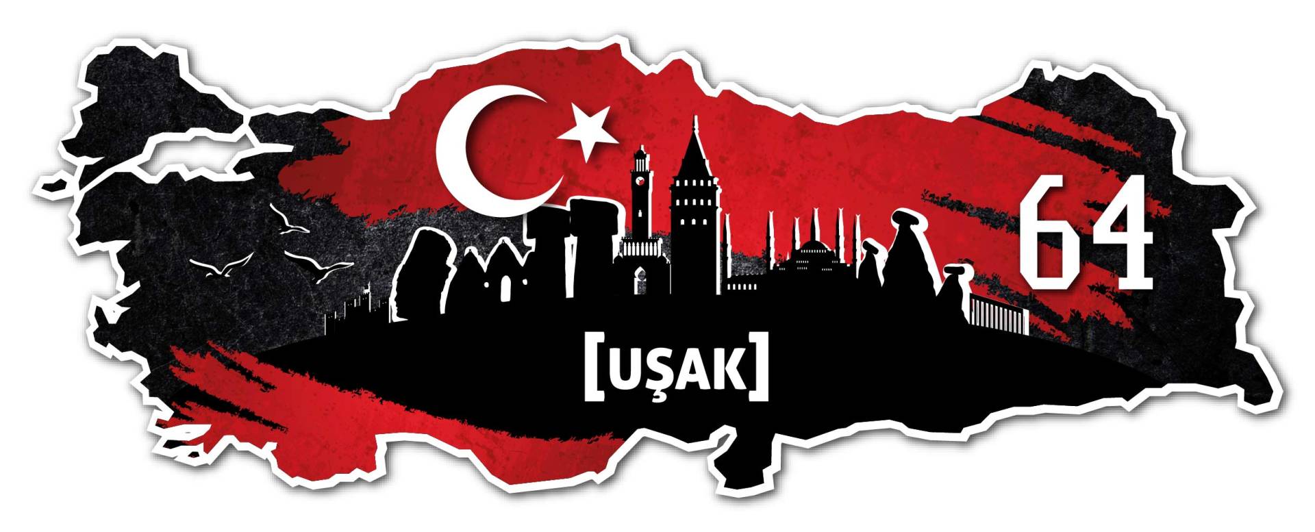 Aufkleber Sticker Türkei 64 Usak Motiv Fahne für Auto Motorrad Laptop Fahrrad von aina