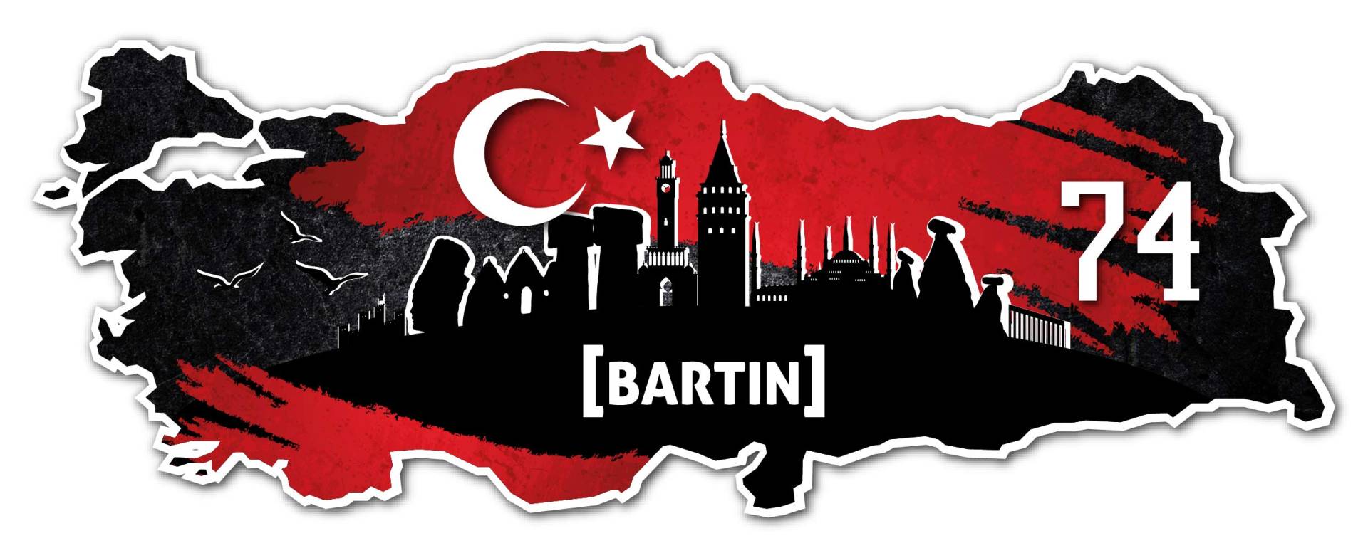 Aufkleber Sticker Türkei 74 Bartin Motiv Fahne für Auto Motorrad Laptop Fahrrad von aina