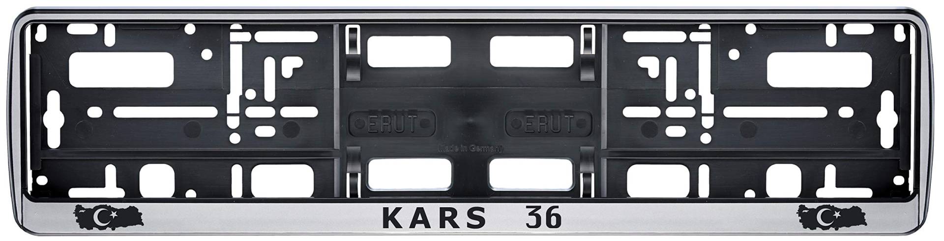 Auto Kennzeichenhalter in der Farbe Silber/Schwarz Nummernschildhalterung Auto, Nummernschildhalter Türkei Flagge 36 Kars 2 Stück von Aina