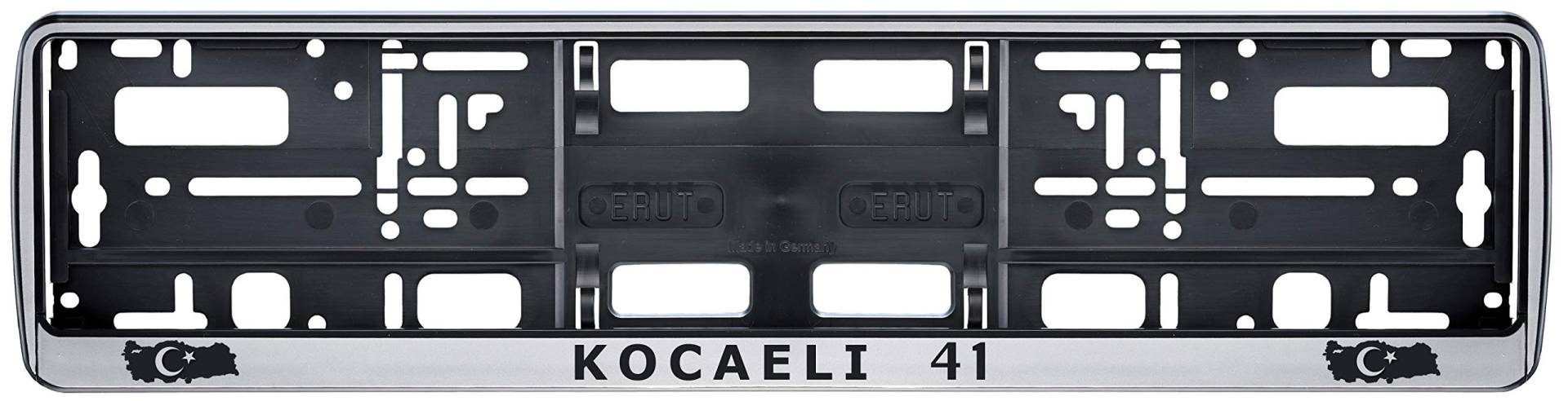Auto Kennzeichenhalter in der Farbe Silber/Schwarz Nummernschildhalterung Auto, Nummernschildhalter Türkei Flagge 41 Kocaeli 2 Stück von Aina