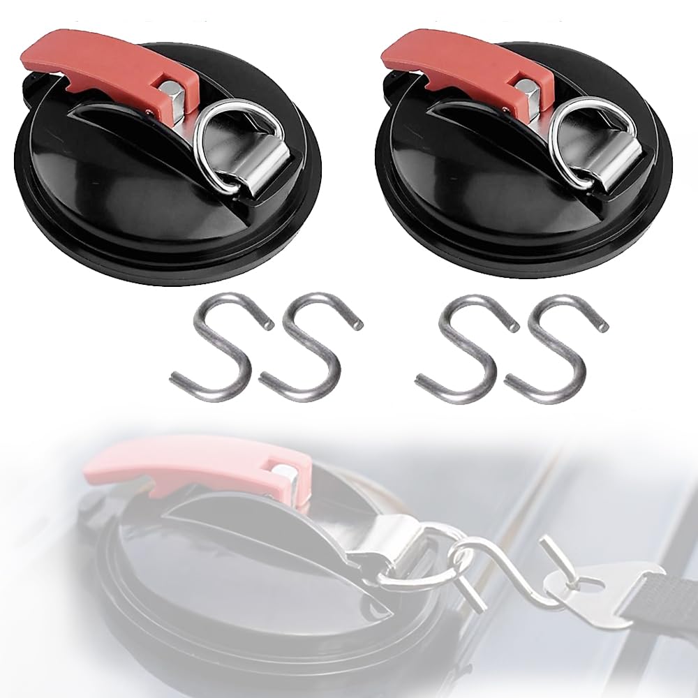 air swimmers Saugnäpfe, Saugnäpfe Mit Haken, Saughaken Extra Stark, Saugnapf Haken Camping, Saugnapf Wohnmobil, Camping Suction Cup, Saugnapf Camping, 2 Vorzelt Wohnwagen Suction Cups with 4 S-Hooks von air swimmers