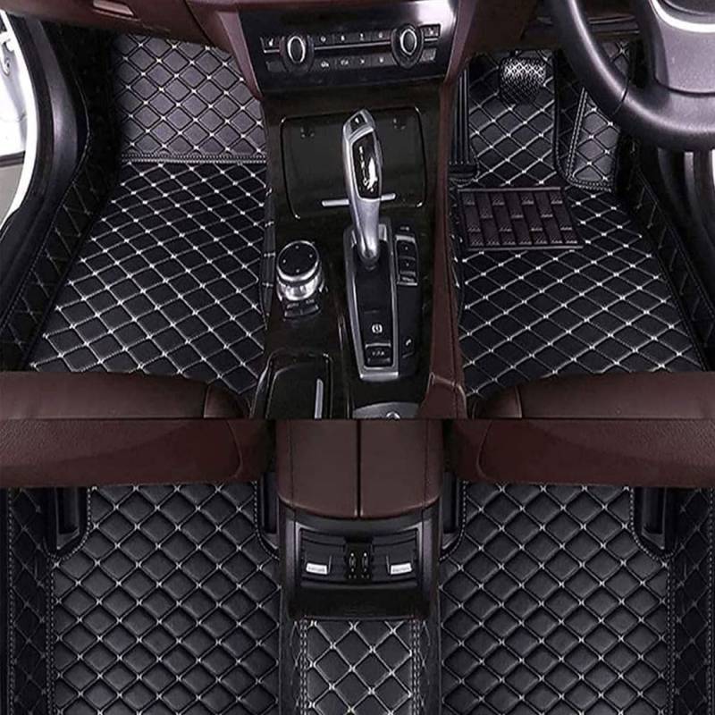 Auto Leder Fußmatten für Mini one 5 Portes 2014-2024 F55(Round Cup Holder), Allwetterschutz Leder Fussmatten Vorne und Hinten Automatten Set,B von ajwqf