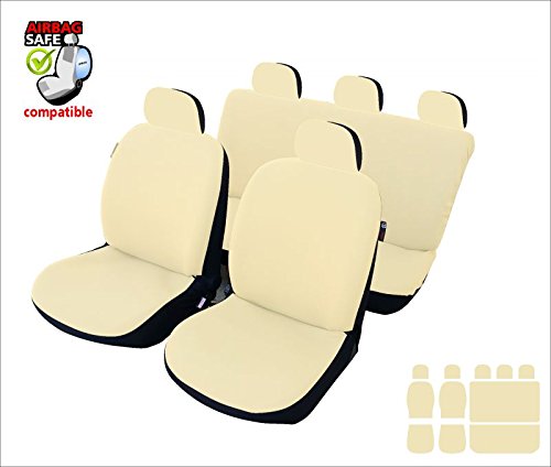 Akhan SB621 - Sitzbezug Set Sitzbezug Sitzbezüge Schonbezüge Schonbezug mit Seitenairbag Schwarz / Beige von akhan-tuning