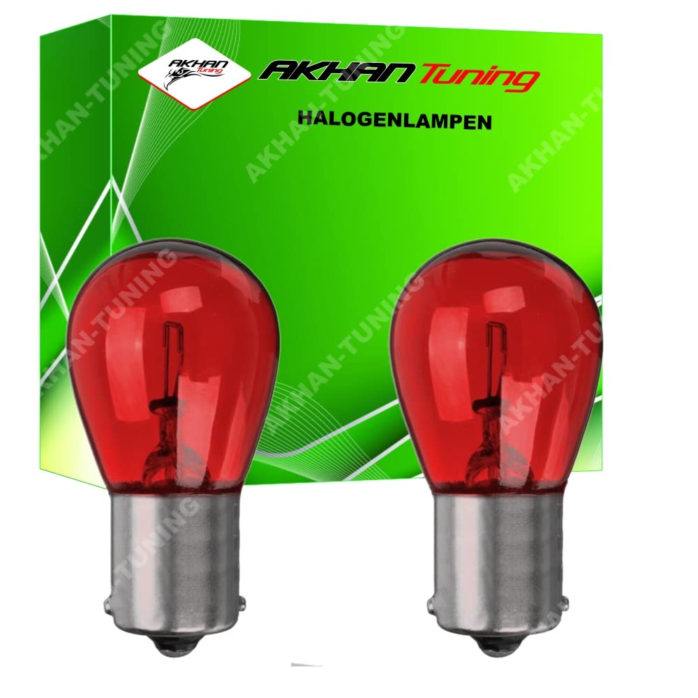 akhan - Halogen Bremslichtlampe, Rot BA15S 12V 21W (gegenüber liegende Pins) von akhan
