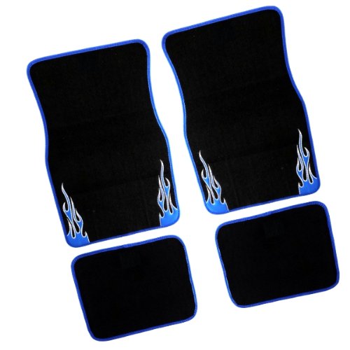 FUM835 - Fußmatten Set Fussmatte Autoteppich Schwarz, Blau Flamme von akhan