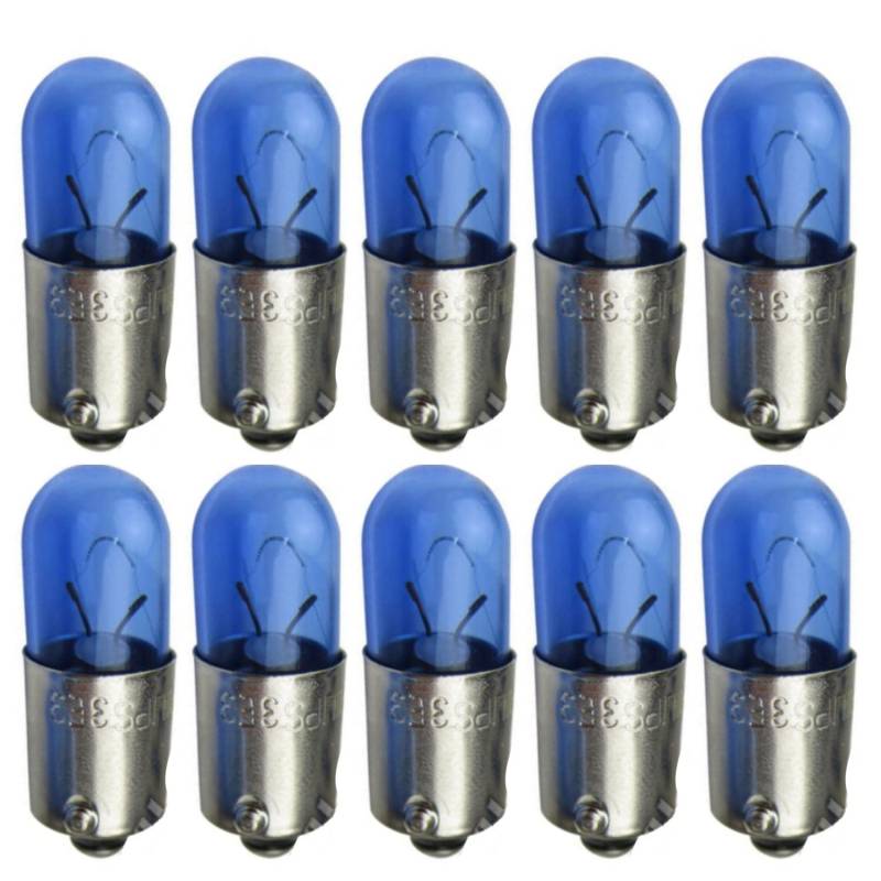 akhan 10 Stück Ba9s Blau Xenon Look Metallfassung 5W Ersatzbirne von akhan