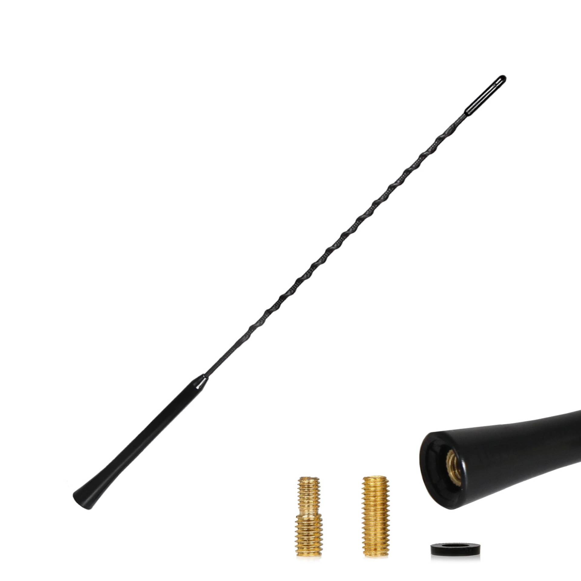 alca® Autoantenne Antenne Ersatz 40cm universal Dachantenne Radio AM/FM schwarz aus Fiberglas + M5 M6 für VW Audi Renault von alca