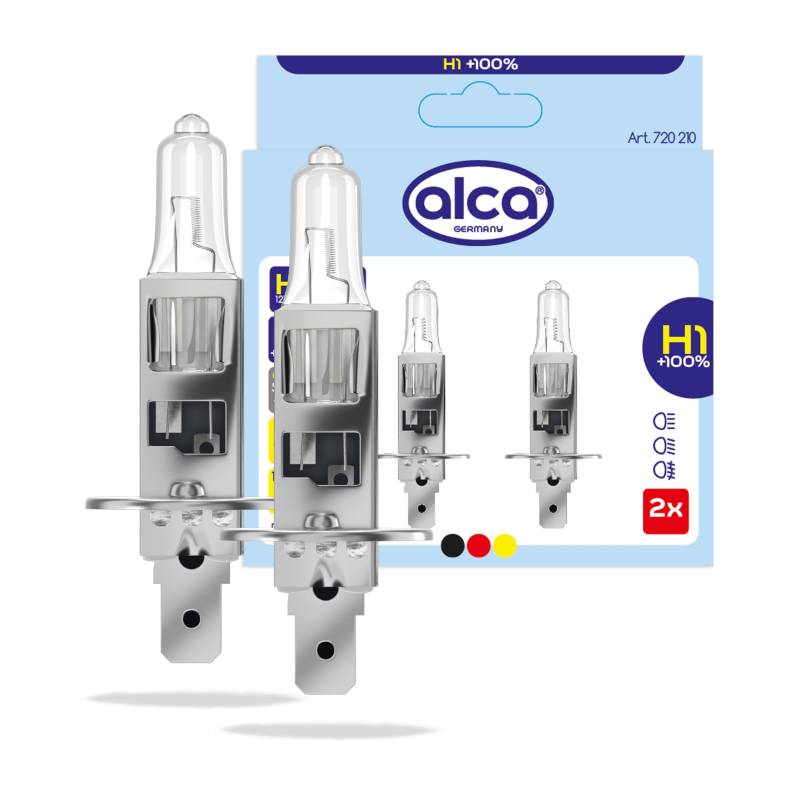 alca® Halogenlampe H1 Fahrzeuglampe Glühbirne Auto Leuchtmittel 12V 55W Sockel: P14.5 (2 Leuchtmittel - H1 + 100% mehr Sicht) von alca